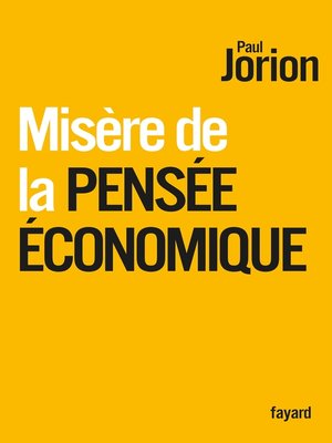 cover image of Misère de la pensée économique